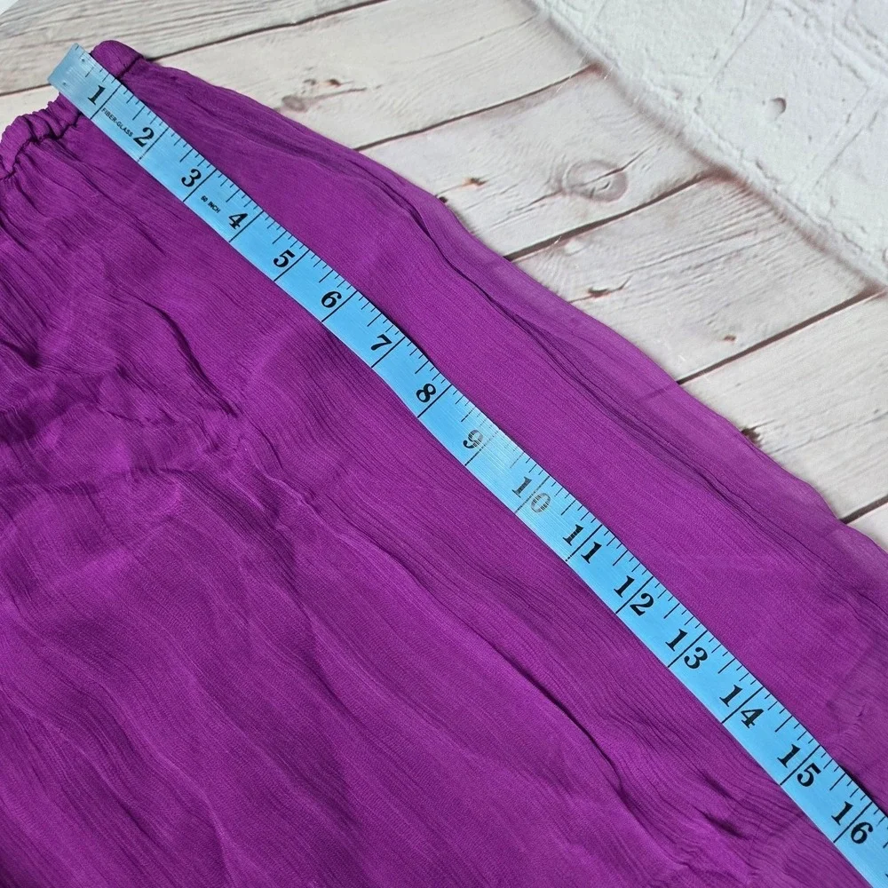 J. Crew Gwyneth‎ layered slip skirt crinkle chiffon Neon Vibrant Purple XXS NWT